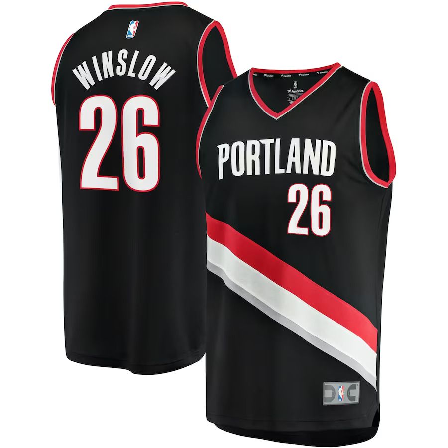 Men Portland Trail Blazers #26 Justise Winslow Fanatics Branded Black Icon Edition Fast Break Replica NBA Jersey->->NBA Jersey